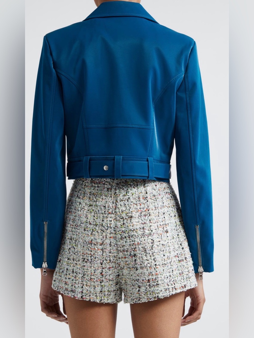 Cinq à Sept . Blue Embossed Moto Jacket . Sz.XS . NWT 🧿 - Picture 5 of 9